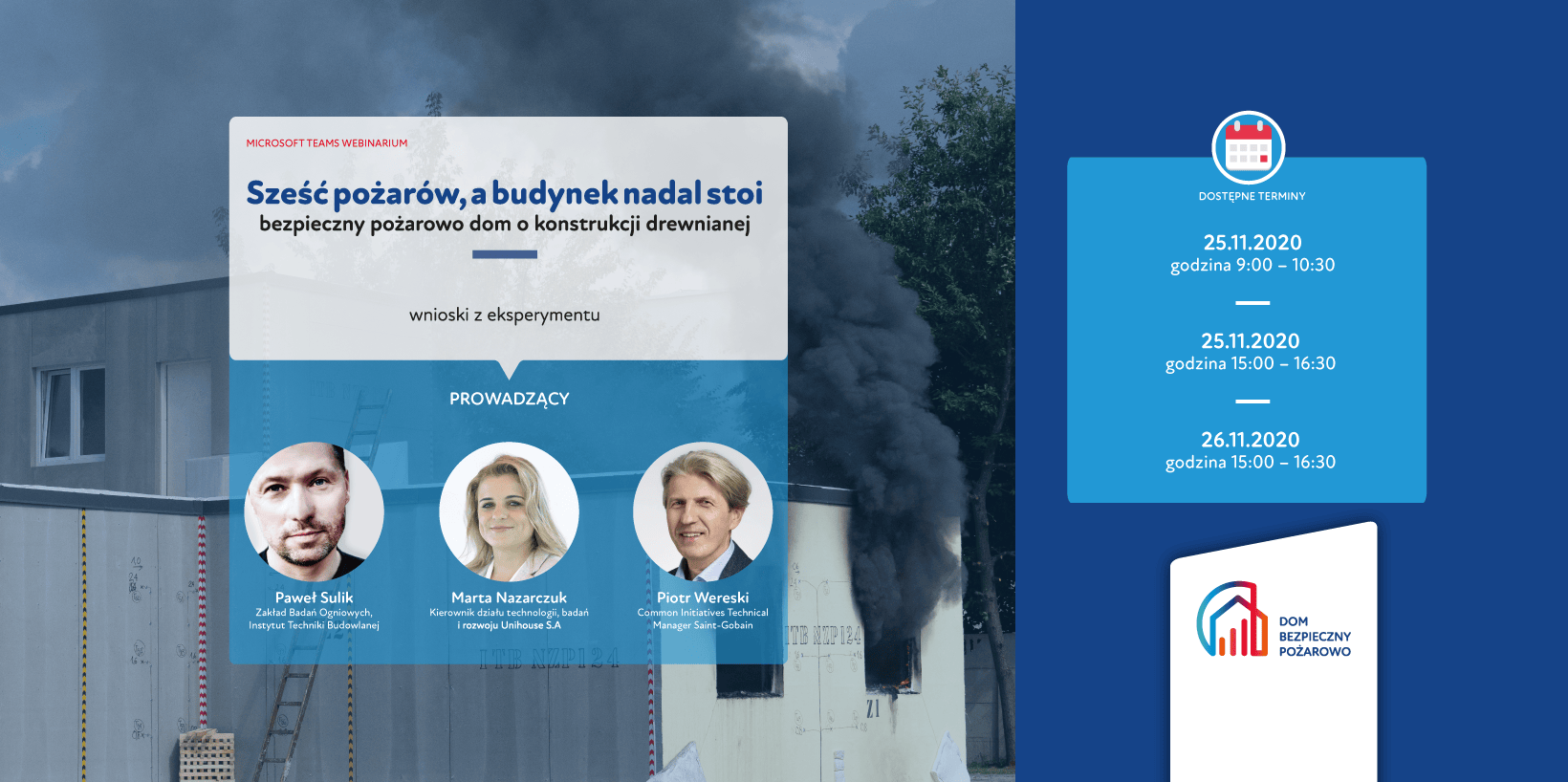 Unihouse eksperyment pożarowy webinar