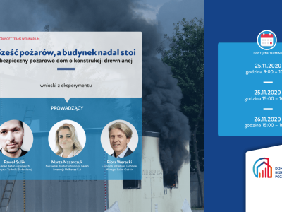 ZAPROSZENIE NA WEBINAR: Sześć pożarów, a budynek nadal stoi! Wnioski z eksperymentu. (Dom Bezpieczny Pożarowo)